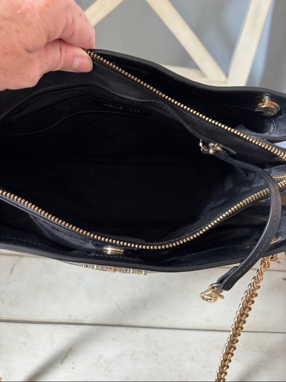 Michael Kors Susan Black Quilted Shoulder Bag with Gold Chain Detail MICHAEL - Picture 8 of 8
